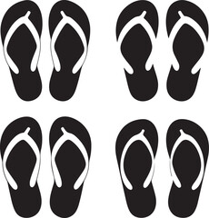 Four Pairs of Simple Black Flip Flops Icon