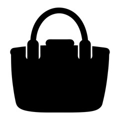 Simple Black Silhouette Image of a Stylish Handbag or Tote Bag