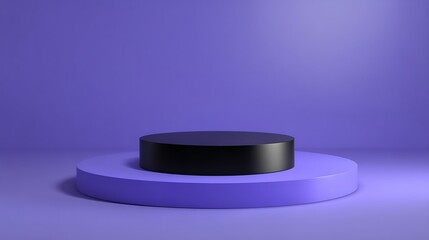 Product Display with Black Cylinder on Platform