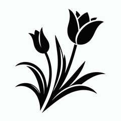 &ldquo;Tulip flower, vector silhouette, simple shape, white background