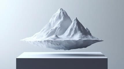 Stunning White Mountain Sculpture in a Minimalist Display, Perfect for Modern Decor and Artistic Ambiance