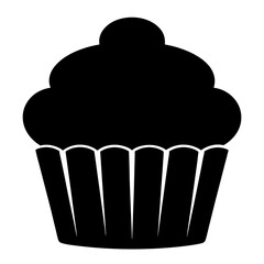 Simple but Sweet Black and White Cupcake Silhouette Illustration for Design