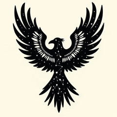 Obraz premium Stylized phoenix silhouette with starry constellation design 