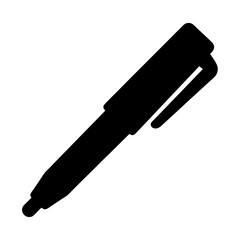 Silhouette of a marker pen with cap and clip on white background