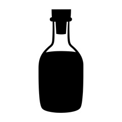 Silhouette of a bottle with a cork stopper filled with liquid