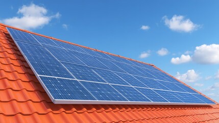 Solar Panels Gleaming Under a Clear Blue Sky