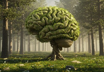 Brain shaped tree in a forest
