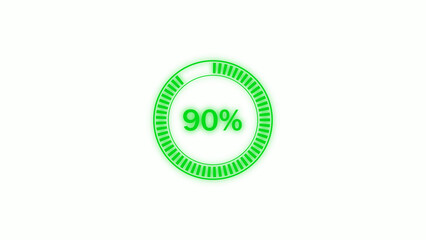 Green circular loading screen interface with glowing progress animation.

