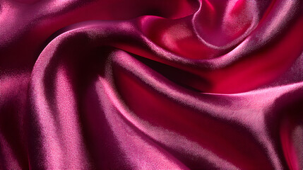 Obraz premium Fuchsia satin fabric folds, bold shine with creased reflection 