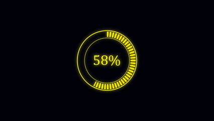 Futuristic Circular Progress Bar  with Neon Glow on Black Background.

