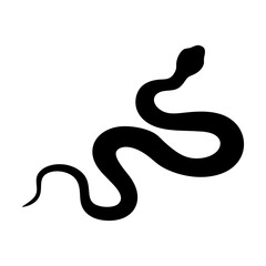 Black Silhouette of a Snake Crawling on a White Background Illustration
