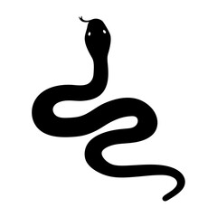 Elegant Silhouette of a Black Snake Coiled and Ready to Strike