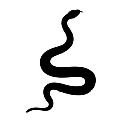 Black silhouette of a snake slithering upward against a white background