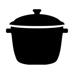 Simple vector illustration of a black cooking pot with lid and handles