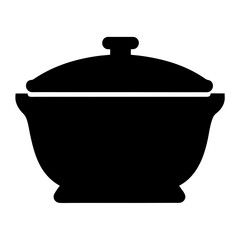 Black silhouette of a covered pot for cooking or serving food