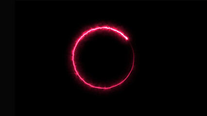 Circle glowing neon light.