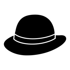 Simple black bowler hat illustration with a white band detail element