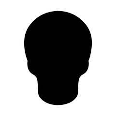 Black Skull Silhouette Isolated on White Background, Halloween, Death Symbol