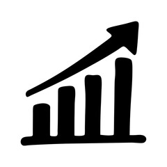 Stylized financial bar graph with upward arrow, indicating growth and progress