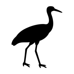 Striking Silhouette of a Wading Bird Stands Tall in Black and White