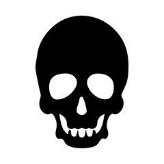 A simple black skull illustration against a white background drawing