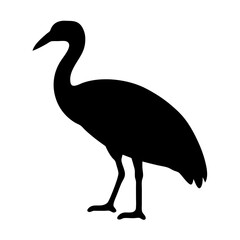 Fototapeta premium Silhouette of a LongNecked Bird Standing Against a White Background