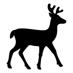 Elegant silhouette of a majestic stag gracefully walking across a white backdrop