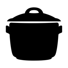Black silhouette of a cooking pot with a lid and handles