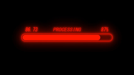 Red color Progress loading bar  download illustration with black background.