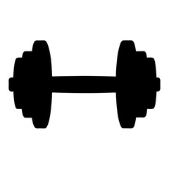 Silhouette of a Black Dumbbell for Weightlifting and Strength Training Exercise