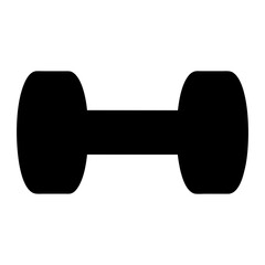 Black dumbbell silhouette on white background, representing fitness and strength training