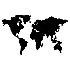 Obraz premium Simple black and white vector silhouette of the world map illustration