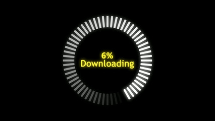 6% Circular Download Progress Bar Illustration on Dark Background.