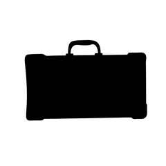 Silhouette of a Black Business Briefcase with Handle and Corner Bumpers