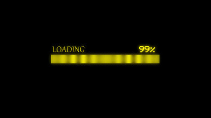 Yellow glowing progress bar processing screen illustration.