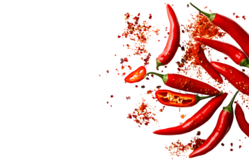Fiery Chili Peppers Arrayed Against a Deep Black Backdrop of Culinary Intensity