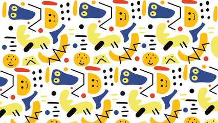 Playful Abstract Hand Shapes Doodles Background