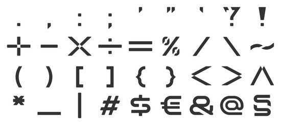 Icon symbol and markings sheet of unique font type