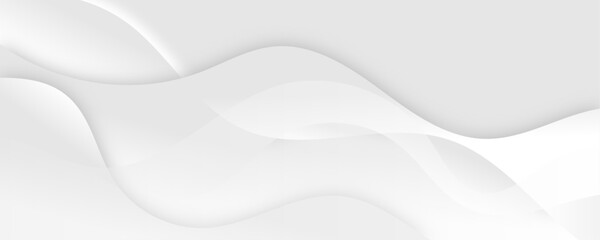 Abstract white luxurious paper waves background. White and light gray gradient texture wave curve lines modern banner design.