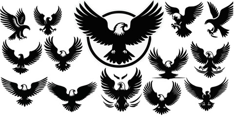 Vector illustration of eagle icon set, can be used for logo concept and many more uses