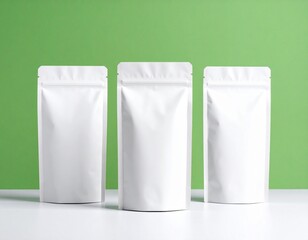 mockup(white) for coffee bag; green background