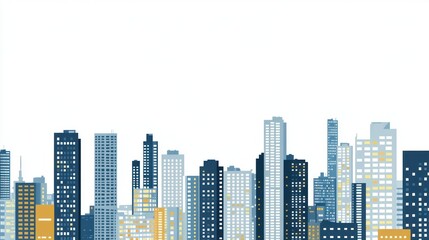 Fototapeta premium City skyline, minimalist style. Buildings of varying heights