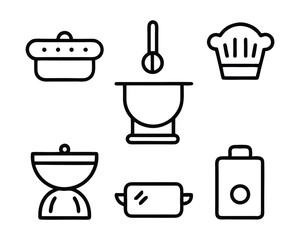 Kitchen and Cooking thin line web icon set. Outline icons collection. Simple vector illustration