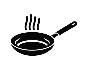 Black Cooking Pan Silhouette Vector Icon, Isolated on White background
