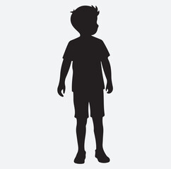 little boy standing silhouette vector art illustration