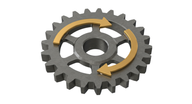 Isolated Gear Icon with Circling Arrows for Process