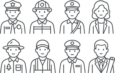 Public service line icons set – linear, simple and professional symbols