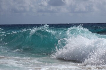 Fototapeta premium Mighty Ocean Waves Crashing Against the Shore