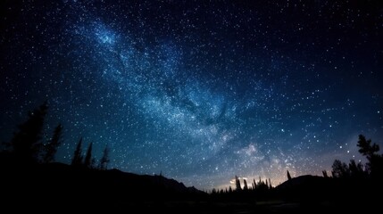 A breathtaking celestial scene filled with countless stars in a deep blue night sky.