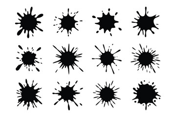 Collection of Vector Ink Blot Splashes for Design Elements